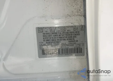 2017 Nissan Sentra Sr z USA, uszkodzony, nr VIN 3N1AB7APXHY388071